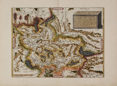 Antique Maps, Ortelius, Switzerland, 1574: Helvetiae Descriptio Aegidio Tschudo Auct.