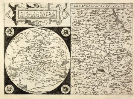 Antique Maps, de Jode, Germany, Wurttemberg, Bavaria, 1578: Wirtenbergensis Ducatus Elegans Delineatio / Palatinatus Superioris