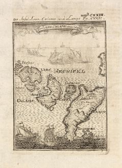 Antique Maps, Mallet, Greece, Leros, Kalymnos, Iraklides, 1686: Die Insel Lero, Calamo und Lango / Isles de Lero, Calamo, et de Lanco.