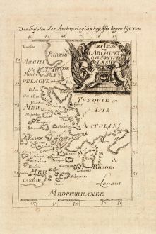 Antike Landkarten, Mallet, Griechenland, Ägäis, 1686: Die Inseln des Archipelagi so bey Asia liegen / Les Isles de l'Archipel qui sont vers l'Asie