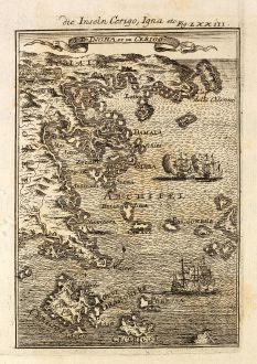 Antique Maps, Mallet, Greece, Peloponnese, Kythira, Hydra, Piraeus, 1686: Die Inseln Cerigo, Igna / I.D. Igna et de Cerigo