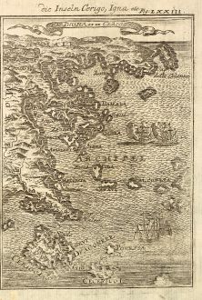 Antike Landkarten, Mallet, Griechenland, Peloponnes, Kythira, Hydra, Piraeus: Die Inseln Cerigo, Igna / I.D. Igna et de Cerigo