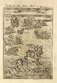 Antique map of Despotico, Antiparos, Syros, Paros, Cyclades. Printed in Frankfurt circa 1686.