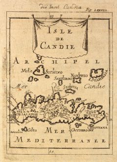 Antique Maps, Mallet, Greece, Crete / Kriti, 1686: Die Insel Candia / Isle de Candie