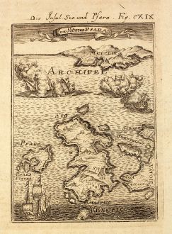 Antique Maps, Mallet, Greece, Aegean Sea, Chios, Psara, 1686: Die Insul Sio und Psara / I de Sio et de Psara