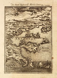 Antique Maps, Mallet, Greece, Thasos, Mount Athos, 1686: Die Insel Tassos und Monte Sante / Il de Tasso et Monte Santo