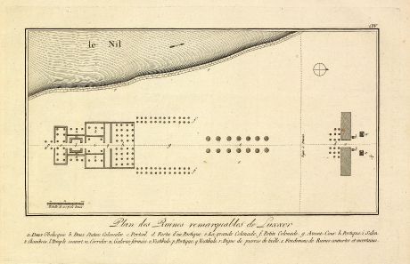 Antique Maps, Norden, Egypt, Luxor, Ipet-resit, 1795: Plan des Ruines remarquables de Luxxor