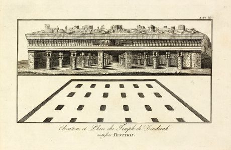 Books, Norden, Egypt, Dendera, Temple of Hathor, 1795: Elevation et Plan du Temple de Denderah autrefois Tentyris