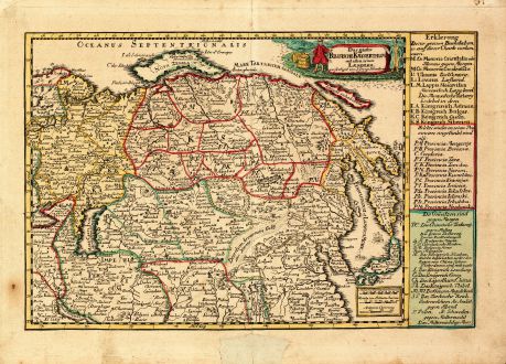 Antike Landkarten, Schreiber, Russland, 1749: Das gantze Russische Kaeyserthum mit allen seinen Laendern verfertiget von J. G. Schreibern in Leipzig