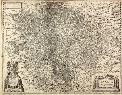 Antique Maps, Hondius, Germany, Hesse, 1630: Hassia Landgraviatus / Illustrissimo Principi ac Domino D. Wilhelmo Dei gratia Lantgravio Hassiae ...