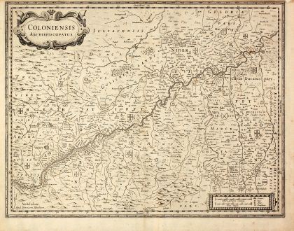 Antike Landkarten, Hondius, Deutschland, Nordrhein-Westfalen, Köln, 1630: Coloniensis Archiepiscopatus