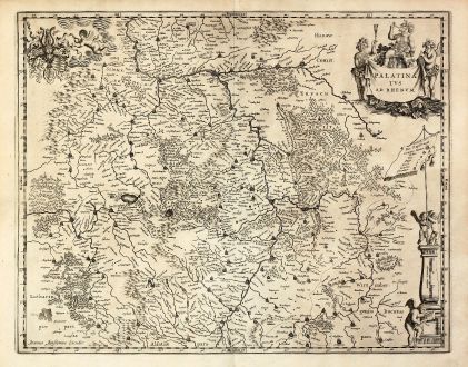 Antike Landkarten, Janssonius, Deutschland, Rheinland-Pfalz, 1650: Palatinatus ad Rhenum