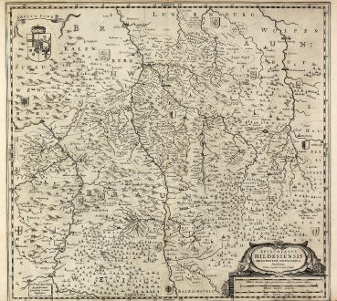 Antique Maps, Janssonius, Germany, Lower Saxony, Hildesheim, 1630: Episcopatus Hildesiensis descriptio novissima