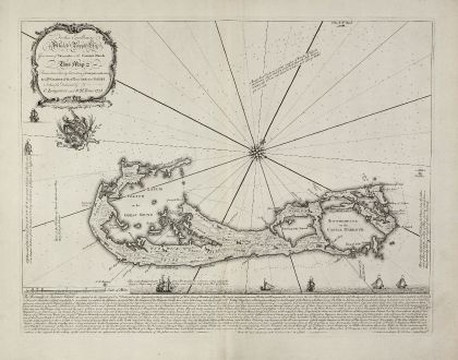 Antique Maps, Lempriere, Central America - Caribbean, Bermuda, 1738: To his Excellency Alured Popple Esq. Governour of Bermuda, or the Summer Islands. This Map ...