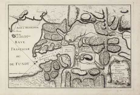 Antique Maps, le Rouge, North America, Canada, Acadia, Nova Scotia, 1755: L'Isthme de l'Acadie Baye du Beaubassin en Anglois Shegnekto. Environs du Fort Beausejour.