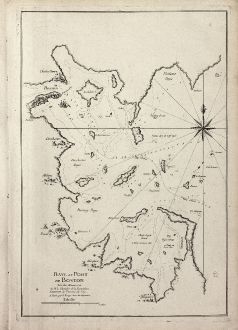 Antique Maps, le Rouge, North America, Boston, 1756: Baye et Port de Boston. Tire des Manuscrits de M. le Chevalier de la Rigaudiere Lieutenant de Vaissau du Roy . A Paris par...