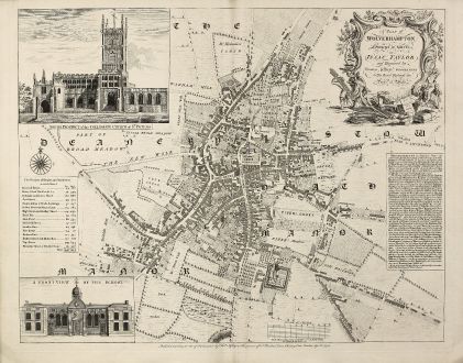 Antike Landkarten, Jefferys, Britische Inseln, Staffordshire, Wolverhampton: A Plan of Wolverhampton Surveyed in MDCCL By Isaac Taylor and Engraved by Thomas Jefferys Geographer to His Royal Highness...