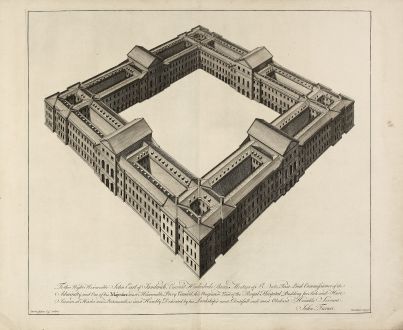 Books, Fourdrinier, England, Hasler, Hospital, 1750: To the Right Honourable John Earl of Sandwich ... View of the Royal Hospital Building for Sick, and Hurt Seamen at Hasler...