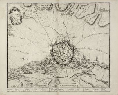 Antike Landkarten, le Rouge, Deutschland, Niedersachsen, Göttingen, 1757: Plan de Goetingue de Hanover avec toutes ses Environs a Paris chez le Rouge Rue des Augustins. 1757. A.P.D.R