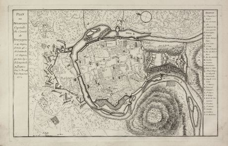 Antique Maps, le Rouge, France, Bourgogne, Besancon, 1752: Plan de Besancon. Capitalle du Compté de Bourgogne