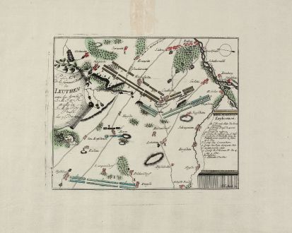 Antike Landkarten, Anonymous, Polen, Schlesien, Leuthen, 1757: Plan de la fameuse Bataille de Leuthen entre les Armée de J. M. J. et R. et celle de J. M. le Roy de Prusse. les 5. Dec....