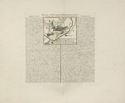 Antique Maps, Covens and Mortier, Germany, Saxony, Rossbach, 1760: Plan de la Bataille de Rosbach en Saxe, le 5 Novembre 1757. à Amsterdam chez Covens & Mortier