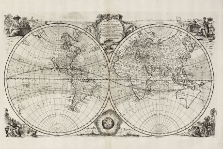 Antique Maps, Bowen, World Map, 1747: A New & Accurate Map of All the Known World ...