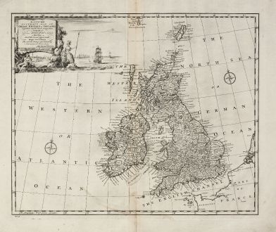 Antique Maps, Bowen, British Isles, 1747: A New and Accurate Map of Great Britain & Ireland, together with their respective Islands