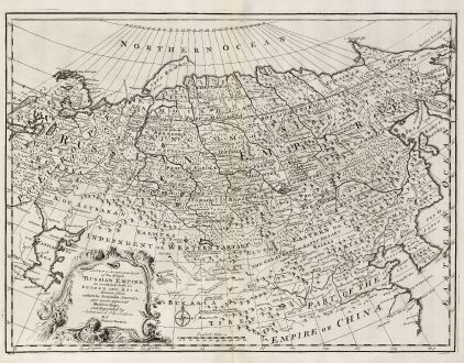 Antique Maps, Bowen, Russia, 1747: A New & Accurate Map of the Whole Russian Empire, as contain'd both in Europe and Asia.