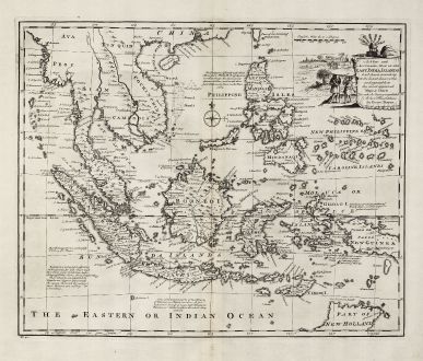 Antique Maps, Bowen, Southeast Asia, 1747: A New and Accurate Map of the East India Islands ...