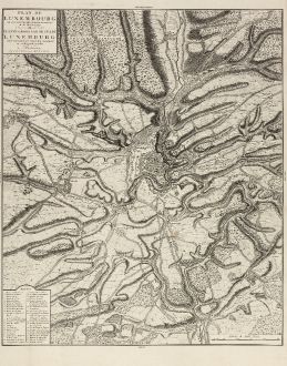 Antique Maps, Covens and Mortier, Luxembourg, 1745: Plan de Luxembourg de ses Nouvelles Fortifications et de ses Environs.