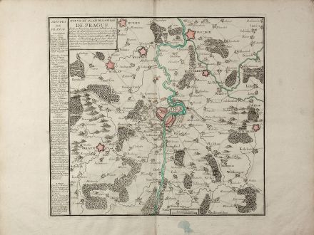 Antike Landkarten, Jombert, Tschechien - Böhmen, Prag, 1742: Nouveau Plan de la Ville de Prague Et de ses Environs, Capiltale de Bohème ...