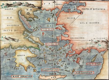 Antike Landkarten, Bordone, Griechenland, Ägäis, Zypern, 1528: [Aegean Sea. Greece & Turkey] untitled