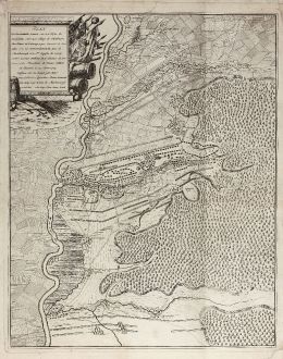 Antike Landkarten, Beek, Deutschland, Höchstädt, Blindheim, 1704: Plan de la Battalie Ganiee sur la Plesne de Hochstette entre les villages de Plintheym Oberklauw et Lutzingen ... le 13 Aout...