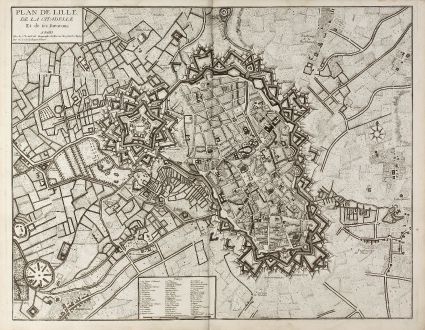 Antique Maps, le Rouge, France, Lille, 1740: Plan de Lille, de la Citadelle Et de ses Environs. A Paris chez le Rouge ...