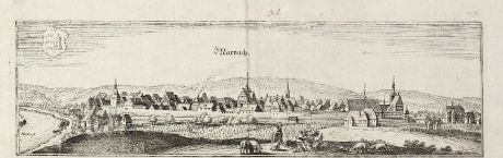 Antique Maps, Merian, Germany, Baden-Wurttemberg, Marbach, 1643: Marpach