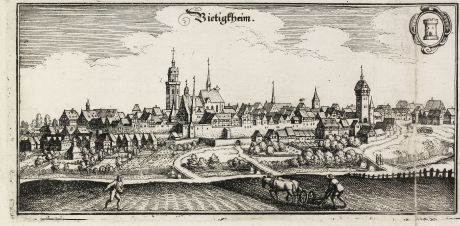 Antique Maps, Merian, Germany, Baden-Wurttemberg, Bietigheim-Bissingen: Bietigtheim