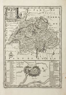 Antike Landkarten, Bowen, Schweiz, Genf, 1747: A New & Accurate Map of Switzerland with its Allies and Subjects, Composed from ye Most Approv'd Maps &c. and Regulated by...