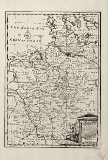 Antike Landkarten, Bowen, Deutschland, Nordwestdeutschland, 1747: A New & Accurate Map of the North West Part of Germany