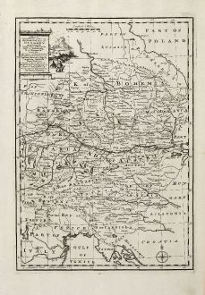 Antike Landkarten, Bowen, Deutschland, 1747: A New & Accurate Map of the South East part of Germany ...