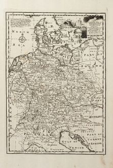 Antike Landkarten, Bowen, Deutschland, 1747: A New & Accurate Map of Germany, Divided into its Circles ...