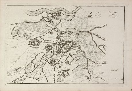 Antique Maps, le Rouge, Netherlands, Brabant, s-Hertogenbosch, 1750: Bolsduc