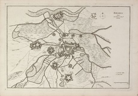 Antike Landkarten, le Rouge, Niederlande, Brabant, s-Hertogenbosch, Herzogenbusch: Bolsduc