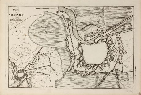Antike Landkarten, le Rouge, Belgien, Westflandern, Nieuwpoort, 1746: Plan de Nieuport