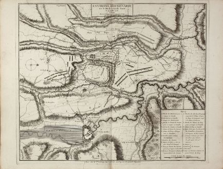 Antike Landkarten, le Rouge, Belgien, Ostflandern, Oudenaarde, 1746: Environs D'Oudenarde avec le Plan de la bataille, donnee le 11. Juillet 1708.