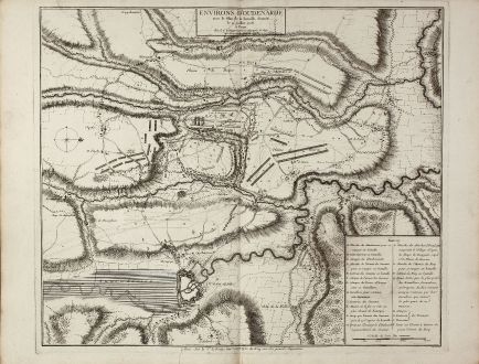 Antique Maps, le Rouge, Belgium, East Flanders, Oudenaarde, 1746: Environs D'Oudenarde avec le Plan de la bataille, donnee le 11. Juillet 1708.