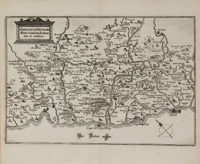 Antique Maps, Merian, Germany, Baden-Wurttemberg, Swabia, 1643: Comitatus Tetnang illustr. Comitum de Montfort, et confinia.