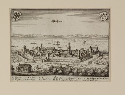 Antique Maps, Merian, Germany, Baden-Württemberg, Constance, Friedrichshafen: Buchorn