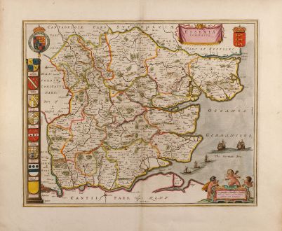 Antike Landkarten, Blaeu, Britische Inseln, Essex, 1660: Essexia Comitatus