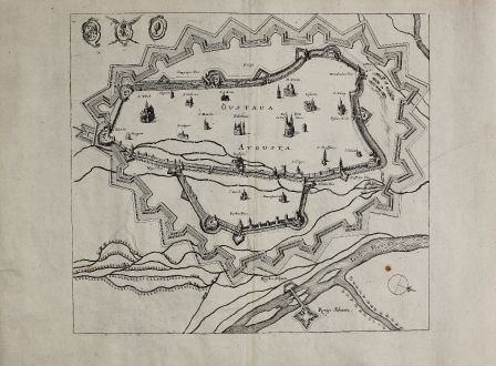 Antike Landkarten, Merian, Deutschland, Augsburg, 1650: Gustava / Augusta